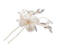 DIYEAH Forcina per Chioma Sposa a Forma di U in Cristallo e Metallo Color Oro Fiore Bianco Multilivello, Accessorio Raffinato per Matrimoni e Feste