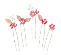 DIYEAH Forcine Chioma Sposa Set 5 Pezzi Fiore Cinque Petali Colore Rosa, Accessori Leggeri e Artigianali per Donna, Fermagli Decorativi per Matrimonio e Occasioni Speciali