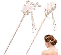 DIYEAH Forcine per Chioma Vintage a Forma di Fiore con Nappa, Set da 2 Pezzi in Lega Retrò, Accessori per Chioma Cinesi Eleganti per Donne e Ragazze, per Acconciature Classiche