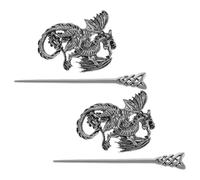 DIYEAH Forcine per Chioma Vintage in Metallo 2 Pezzi Stile Cinese Motivo Drago, Accessori per Chioma Cinesi per Ragazze, Forcine per Chignon Resistente per Feste e Uso Quotidiano