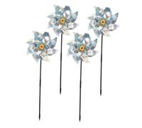 DIYEAH Girandola Eolica Riflettente 8 Lame 4 Pezzi Mulino a Vento per Cortile e Giardino Strumento per Spaventare Gli Uccelli Decorazione da Esterno per Frutteti e Orti