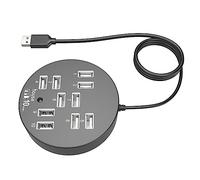 DIYEAH Hub USB 2.0 10 Porte Nero, Splitter USB Compatto e Pratico, Trasmissione Veloce per Hard Disk Esterni e Flash Drive in Uso Informatico