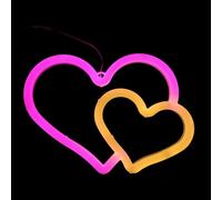 DIYEAH Insegna Luminosa al Neon a Forma di Cuore USB Doppio Cuore Lampada Notturna LED Decorazione Festa degli Innamorati Matrimonio Anniversario per Camera da Letto