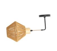 DIYEAH Lampada da Parete in Rattan Vintage Applique da Muro Contemporanea per Corridoio e Camera da Letto Illuminazione Compatta per Interni Stile Rustico Senza Lampada Montaggio Muro