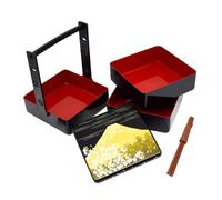 DIYEAH Lunch Box Sushi Giapponese Portatile Strati Multiuso Contenitore Bento Sigillato e Compatto per Pranzo Design Elegante Nero-rosso Facile da Pulire e Trasportare