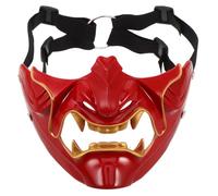 DIYEAH Maschera da Samurai: Maschera per la parte inferiore del viso - Rossa per il gioco di guerra giapponese Demone Malvagio, costume di Halloween, festa in, cosplay.