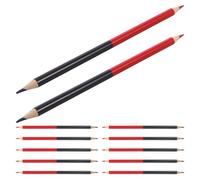 DIYEAH Matite di Legno Rosse e Blu Cancellabili Set da 12, Matite da Costruzione Bifacciali Impugnatura Ergonomica Antiscivolo per Falegnameria, Disegno e Valutazione Test