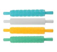 DIYEAH Mattarello Decorato in Plastica 4 Pezzi per Pasticceria Leggero Risultato Uniforme per Pasta e Biscotti in Occasione di Social Get Together Colore Casuale