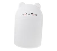 DIYEAH Mini Cestino Immondizia da Tavolo Bianco Bidone Spazzatura Compatto per Uso Domestico e Ufficio Contenitore Pratico per Camera Soggiorno e Studio Design Carino Orso Facile da