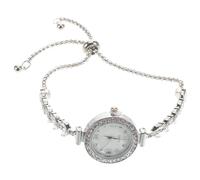 DIYEAH Orologio da Donna Bracciale in Quarzo, Stile Sirena | Quadrante Rotondo con Cristalli, Chiusura Regolabile a Laccio, per Ufficio e Occasioni Casual, Argento
