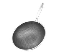 DIYEAH Padella Wok in Acciaio Inossidabile Resistente Usura Manico Termoisolante Multiuso Antiaderente per Cucinare Saltare Cuocere su Tutti i Piani di Cottura