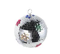 DIYEAH Palla da Discoteca Specchiata in Vetro Argento, Decorazione Sospesa Riflettente per Feste, Riunioni di Famiglia e Celebrazioni di Capodanno