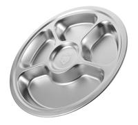 DIYEAH Piatto Divisorio in Acciaio Inox, 5 Sezioni, Riutilizzabile, Argento | Piatto Profondo Facile da Pulire, Impilabile, per Ristorante e Uso Quotidiano, Formato Compatto