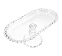 DIYEAH Piatto Ellittico in Vetro con Piedistallo Vassoio per Frutta e Snack Piatti da Dessert Trasparenti per Cucina e Tavola Decorazione Centro Tavola Elegante