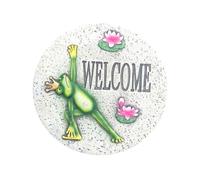 DIYEAH Pietra da Giardino in Cemento Texture Artistica, Pietra di Benvenuto per Cortile e Prato, Decorazione Esterna per Patio e Paesaggio, Ornamento Resistente e Portatile