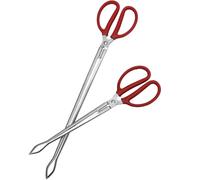 DIYEAH Pinze per Raccolta Rifiuti in Acciaio Inox 2 Pezzi, Pinze Curve 38cm e 51cm per Anguille, Granchi e Pesci di Fango, Attrezzo per Pulizia Esterni, Campeggio, Barbecue e Giardino
