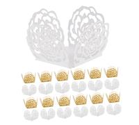 DIYEAH Pirottini di Carta per Cioccolato 100 Pezzi, Mini Tazze per Tartufi Bordo Pizzo Traforato Bianco e Oro Riflettente, Decorazioni per Dolci e Dessert Matrimonio e Festa