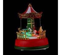 DIYEAH Plastica Carillon Giostra Natalizia Luminosa per Regalo | Decorazione da Tavolo per Mensola e Vetrina, Riproduce Musica e Luce Ambientale, Tema Xmas