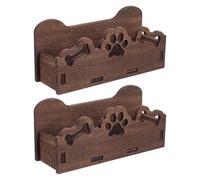 DIYEAH Porta biglietti da visita da 2 pezzi - Supporto da scrivania in legno - Espositore per cartoline a forma di zampa di cane in stile fattoria - Organizzatore per biglietti da visita per ufficio,