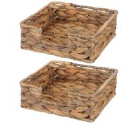 DIYEAH Porta Tovaglioli Intrecciato in Vimini Struttura Resistente 2 Pezzi Non Si Rompe Né Si Deforma Quadrato e Design Rustico per Feste e