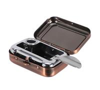 DIYEAH Posacenere e Compatto Design Moderno Portatile in Metallo Rettangolare con Coperchio Resistente per Campeggio e Uso Esterno