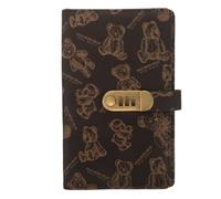 DIYEAH Raccoglitore Portamonete con Lucchetto, Copertina Rigida PU Marrone | Tasche Interne Separate, Fermo Regolabile per Biglietti, per Depositi e Verifiche Frequenti, Design Orsetto