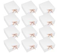 DIYEAH Scatola di Carta Kraft Bianca con Coperchio a Conchiglia Pieghevole, Confezione da 12 Pezzi 20x20x10 Cm, Scatole Portaoggetti per Regali, per Bomboniere, Eventi e Confezioni