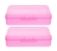 DIYEAH Scatola portapenne grande da 2 pezzi - Scatola portapenne in plastica rosa trasparente - Organizzatore rettangolare per cancelleria per studenti di cancelleria e schizzi artistici