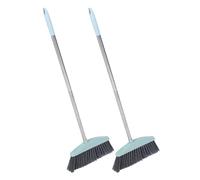 DIYEAH Scopa in Acciaio Inox 2 Pezzi con Setole Rigide per Pulizia Casa e Terrazzo, Manico lungo Resistente e Spazzola Spessa per Raccolta Rifiuti e Pavimenti, Strumento Pratico