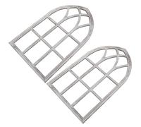 DIYEAH Set 2 Cornici Decorative per Finestra Artificiale in Legno a Forma Curva Stile Rustico Decorazione da Parete Architettonica Vintage per Soggiorno e Ufficio Cornice Murale in