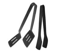 DIYEAH Set 2 Pezzi Pinza da Cucina e Spatola in Silicone Nero Manico Termoisolante Utensili da Cucina Anti-Ruggine per Barbecue e Ristorazione Pinza per Bistecca e Servizio Alimenti