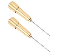 DIYEAH Set 2 Pezzi Punteruolo per Cucito a Mano in Acciaio e Rame, Strumento per Riparazione Scarpe in Pelle