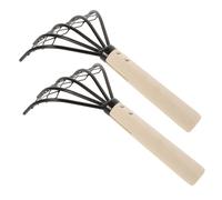 DIYEAH Set 2 Rastrelli per Scavo da Spiaggia in Acciaio Resistente, Manico Ergonomico in Legno, per Raccolta Frutti di Mare