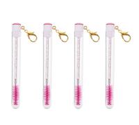 DIYEAH Set 4 Pezzi Pennelli per Sopracciglia e Pettine per Ciglia Tubi Acrilici Riutilizzabili, Spazzole per Trucco Occhi Applicatori per Ciglia Finte, Colore Rosa Brillante per Uso