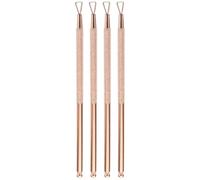 DIYEAH Set 4 Pezzi Spingitore per Cuticole in Acciaio Inox 304 Rosa Dorato, Raschietto Triangolare per Rimozione Gel e Smalto Semipermanente, Strumento Manicure per Saloni e Uso