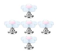 DIYEAH Set 5 Pezzi Pulsanti di Scarico per Serbatoio Wc a Forma di Fiore Blu, Accessori Decorativi per Toilette Compatibili Serbatoi Standard, Strumenti di Assistenza Ergonomici