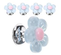 DIYEAH Set 5 Pezzi Pulsanti per Serbatoio Wc a Forma di Fiore Blu, Accessori per Scarico Water Maniglia Superiore, Kit Sostituzione Compatibile per Bagno e Cisterna Standard, Adatto