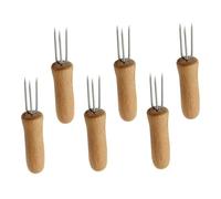 DIYEAH Set 6 Forchette per Mais in Acciaio Inox Manico in Legno, Resistente e Pratico, per Barbecue e Colazioni, Mantiene Mais Saldo e Protegge le Dita dal Calore