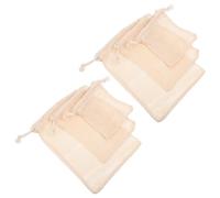 DIYEAH Set 6 Sacchetti in Cotone Beige Chiusura a Coulisse, Borse Rete Riutilizzabili per Frutta e Verdura, Lavabili per Organizzare Alimenti in Cucina