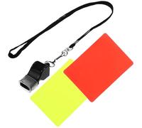 DIYEAH Set Cartellini Arbitro Rosso Giallo e Cordino Fischietto | PVC Plastico, Portatile e Mani Libere, per Arbitri e Insegnanti, Gare Giovanili e Rugby