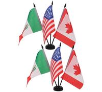 DIYEAH Set di 2 mini bandiere da tavolo USA Canada Messico - Set di piccole bandiere da tavolo con base in plastica nera - Striscione internazionale per feste