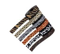 DIYEAH Set di 6 Pezzi di Nastro in Poliestere Leopardato 1,6 Cm X 5 Yard, Nastro Resistente e Colorato per Celebrazioni e Confezioni Regalo