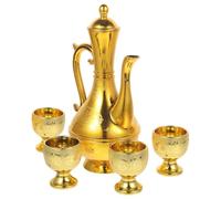 DIYEAH Set di Tazze da Tè per Offerta Rituale, PP Oro, Inciso | Stile Retrò ed Elegante, Incisione di Parole Auspiciose, per Tavolo D’incenso e Mensola del Santuario