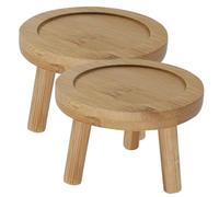 DIYEAH Sottovaso per Piante in bambù 2 Pezzi, Vassoio per Sottovaso da Fioriera Rotondo, Piattino di Cotta Riutilizzabile per Cactus e Succulente, Decorazione Casa e Giardino