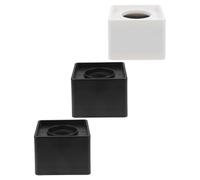 DIYEAH Supporto Microfono da Tavolo 3 Pezzi Bandiera a Cubo Quadrato Abs Resistente Nero e Bianco, Stazione Logo Microfono Portatile per Interviste e Reportage Professionali