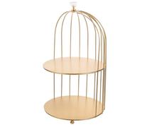 DIYEAH Supporto Portaoggetti Multifunzionale in Ferro a 2 Strati Design Gabbia per Uccelli Dorata, Organizer Cosmetici e Contenitore la Casa, Adatto a Bagno, Camera da Letto