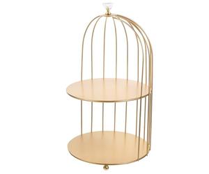 DIYEAH Supporto Portaoggetti Multifunzionale in Ferro a 2 Strati Design Gabbia per Uccelli Dorata, Organizer Cosmetici e Contenitore la Casa, Adatto a Bagno, Camera da Letto