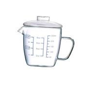 DIYEAH Tazza in Vetro Resistente al Calore Coperchio Perle e Misurino Bicchiere per Latte e Colazione Multiuso per Casa Ufficio e Bar