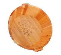 DIYEAH Vasca per Pediluvio in Legno Massello 36 Cm Doppio Manico, Secchio per Ammollo Piedi Portatile Interno Antigraffio, per Massaggi e Cura dei Piedi a Casa