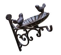 DIYEAH Vassoio Bagno per Uccelli in Ghisa da Parete Mangiatoia Decorativa Resistente Ciotola Cibo Supporto Esterno per Giardini e Animali Selvatici